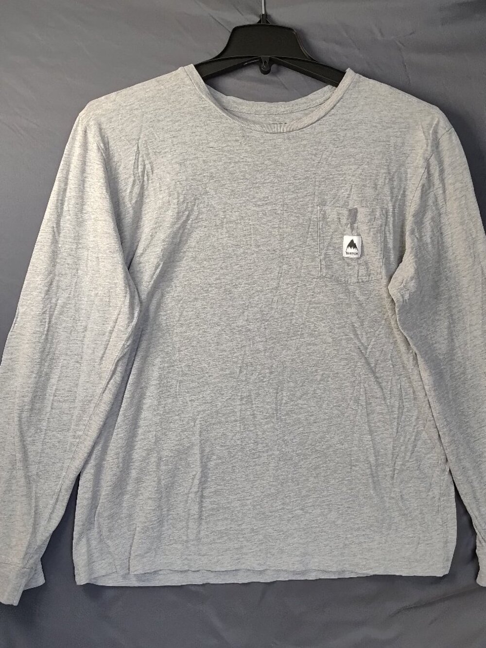 Burton Large Men's Long Sleeve T-shirt Grey Organic Cotton